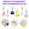 Wrapables Assorted Novelty Characters Keychain, Bag Charm Accessory for Purse Handbag Backpack (Set of 6)